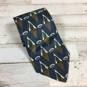 Christian Dior Blue Triangle Printed Silk Tie
